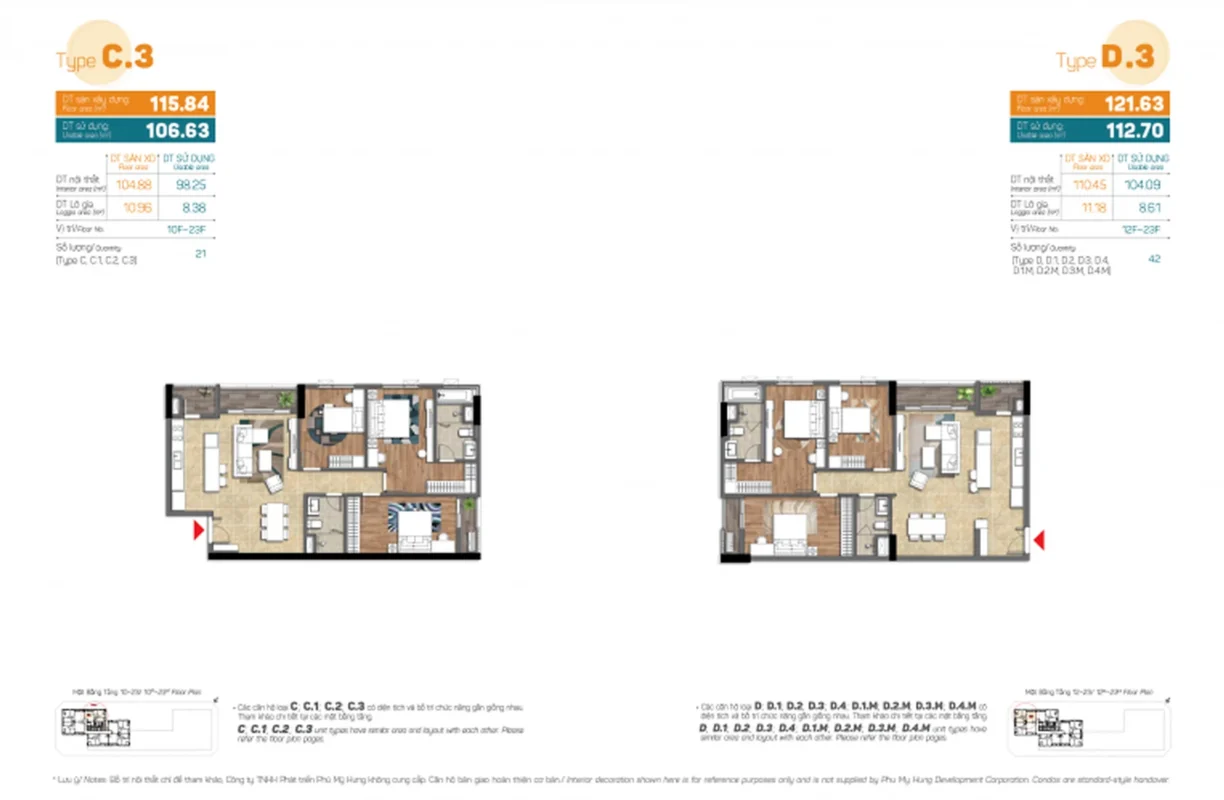 Các layout kiểu nhà tại The Horizon