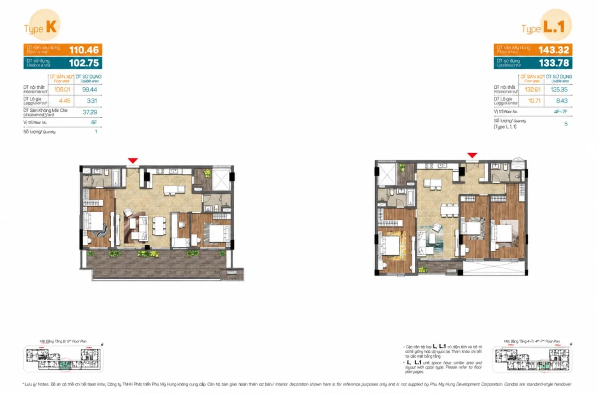 Các layout kiểu nhà tại The Horizon